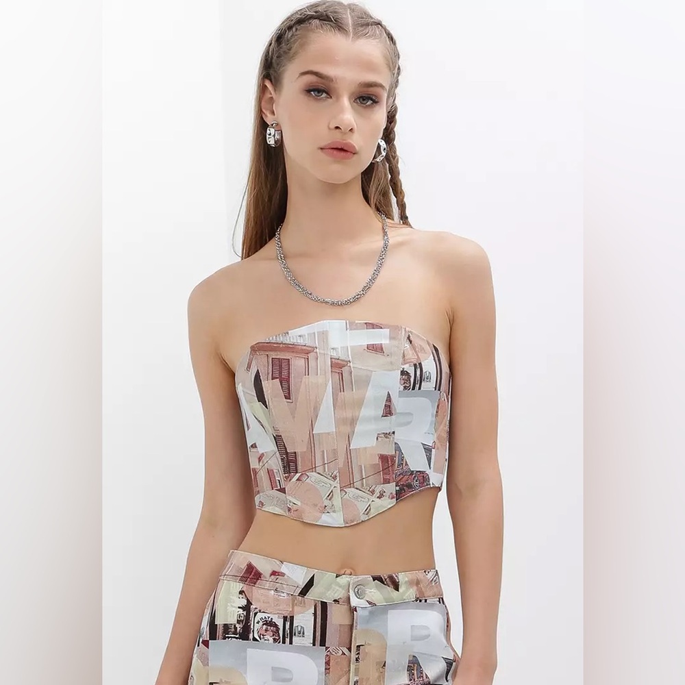 Peppermayo Y2K Corset Strapless Bustier Crop Top NWT Size 2